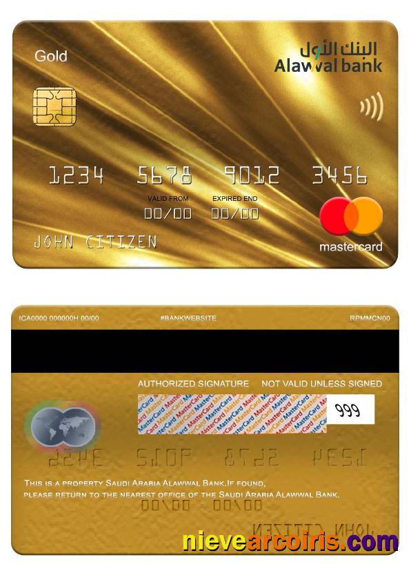 Saudi Arabia Alawwal Bank mastercard gold